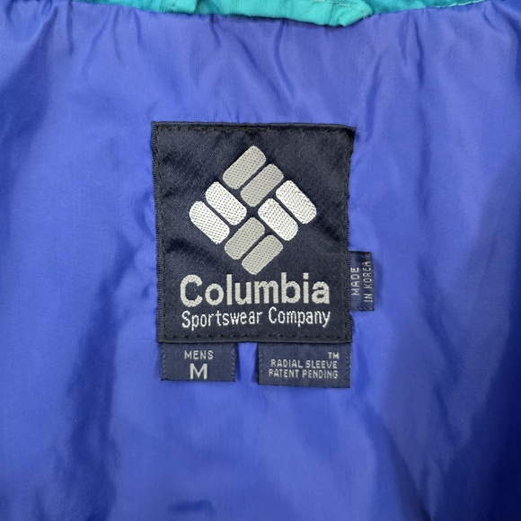 Vintage 80s 90s Columbia Teal and Blue Lightweight Zip Up Jacket Mens Medium - Picture 3 of 16